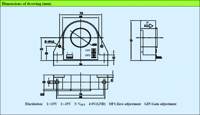 Gegenwärtige Sensor-offene Schleife-Art CER RoHS-Zertifikat schwarze Farbehalleffekt-DCs