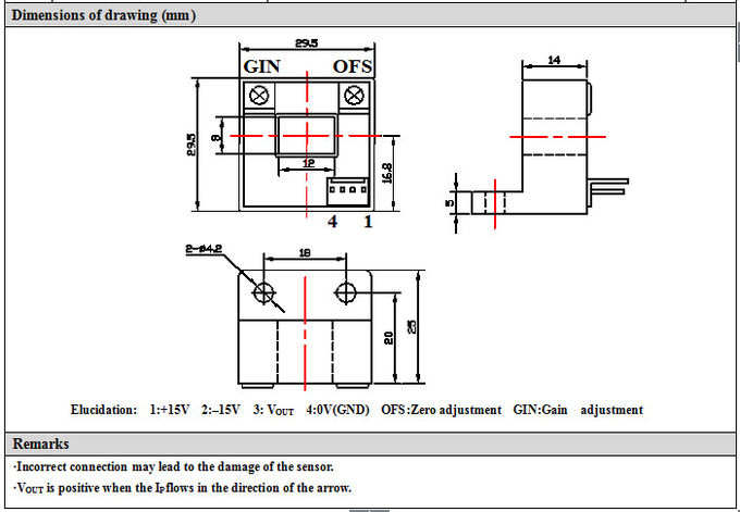 Hall-Stromwandler des Ertrag-4V für Maß von DC- und Wechselstrom-Strom